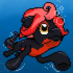 Size: 280x280 | Tagged: safe, artist:parallel black, derpibooru import, oc, oc:mave, unofficial characters only, alp-luachra, original species, badumsquish approved, bubble, pixel art, solo, swimming, underwater