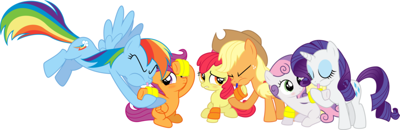 Size: 9360x3046 | Tagged: safe, artist:masem, derpibooru import, apple bloom, applejack, rainbow dash, rarity, scootaloo, sweetie belle, absurd resolution, adorabloom, blowing, blushing, cute, cutealoo, cutie mark crusaders, dashabetes, diasweetes, embarrassed, floaty, jackabetes, puffy cheeks, rainblow dash, raribetes, request, scootalove, simple background, transparent background, vector, water wings