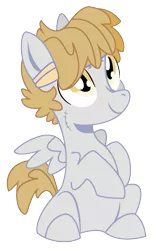 Size: 770x1207 | Tagged: safe, artist:dbkit, derpibooru import, oc, oc:ollie airwalk, unofficial characters only, pegasus, pony, colt, foal, headband, male, offspring, parent:derpy hooves, parent:hoops, parents:ditzyhoops