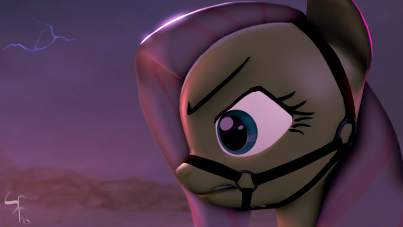 Size: 1280x720 | Tagged: 3d, artist:skunkfrakker, bridle, cg, fluttershy, safe, solo, source filmmaker