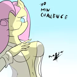 Size: 1500x1500 | Tagged: 30 minute art challenge, anthro, artist:hosendamaru, artist:hosendamaruslust, breasts, busty fluttershy, cleavage, derpibooru import, female, fluttershy, suggestive