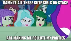 Size: 956x550 | Tagged: suggestive, derpibooru import, edit, edited screencap, screencap, captain planet, crimson napalm, mystery mint, normal norman, paisley, starlight, sweet leaf, equestria girls, background human, caption, eco kid insults, female, image macro, lesbian, meme