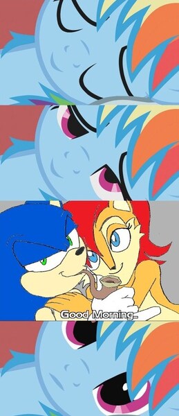 Size: 393x912 | Tagged: safe, artist:terry, derpibooru import, rainbow dash, pony, bed meme, comic, crossover, exploitable meme, female, implied sex, mare, meme, morning after, morning ponies, pipe, sally acorn, satam, sonic the hedgehog, sonic the hedgehog (series), waking up