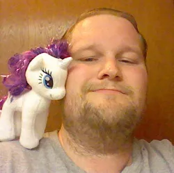 Size: 445x444 | Tagged: safe, derpibooru import, rarity, human, beanie babies, brony, irl, irl human, merchandise, neckbeard, photo, profile picture, selfie