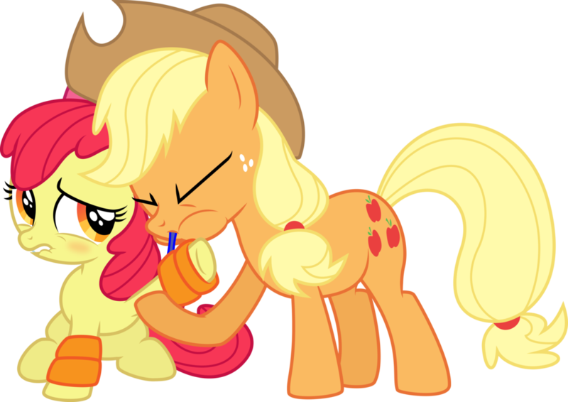 Size: 1024x725 | Tagged: adorabloom, apple bloom, applejack, artist:masem, blowing, blushing, cute, derpibooru import, embarrassed, floaty, inflatable, jackabetes, puffy cheeks, safe, simple background, sisters, transparent background, vector, water wings