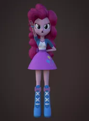 Size: 800x1080 | Tagged: safe, artist:3d thread, artist:creatorofpony, derpibooru import, edit, pinkie pie, equestria girls, /mlp/, 3d, 3d model, blender, boots, clothes, heil, moustache, nazi, salute, shirt, skirt, solo