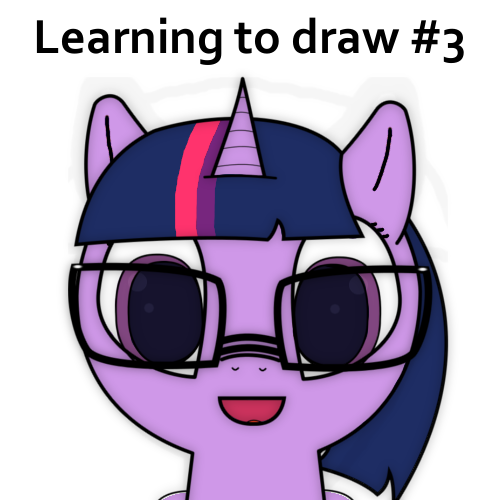 Size: 500x500 | Tagged: artist:gergtaltd, derpibooru import, glasses, learning to draw, safe, sci-twi, solo, twilight sparkle, unicorn sci-twi