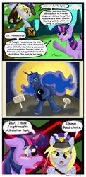 Size: 840x1728 | Tagged: suggestive, artist:billieh01, derpibooru import, derpy hooves, princess luna, twilight sparkle, twilight sparkle (alicorn), alicorn, pony, blushing, comic, female, letter, magic, mailmare, mare, moon, moonbutt, plot, telekinesis, tongue out