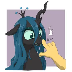 Size: 1000x1000 | Tagged: artist:ta-na, boop, cute, cutealis, derpibooru import, discord, female, floppy ears, queen chrysalis, safe