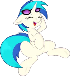 Size: 5000x5440 | Tagged: safe, artist:joey darkmeat, artist:spier17, derpibooru import, vinyl scratch, pony, unicorn, absurd resolution, eyes closed, female, hooves, horn, laughing, mare, open mouth, simple background, solo, sunglasses, teeth, transparent background, vector