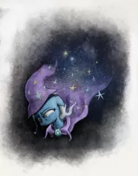 Size: 800x1022 | Tagged: safe, artist:hewison, artist:nohewi, derpibooru import, trixie, pony, unicorn, crying, female, mare, sad, solo, traditional art