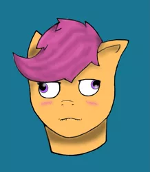 Size: 759x869 | Tagged: safe, artist:thatpaperhat, derpibooru import, scootaloo, derp, solo