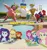 Size: 1024x1098 | Tagged: safe, derpibooru import, screencap, applejack, fluttershy, pinkie pie, rainbow dash, rarity, sunset shimmer, equestria girls, rainbow rocks, image, image macro, meme, mr. krabs, patrick star, pink text, png, sponge out of water, spongebob squarepants, spongebob squarepants (character), squidward tentacles, the spongebob squarepants movie