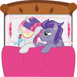 Size: 1024x1023 | Tagged: safe, artist:benybing, derpibooru import, rarity, oc, oc:kydose, pegasus, pony, unicorn, bed, canon x oc, drool, love, raridose, shipping, sleep mask, sleeping, snoring, snuggling, tired