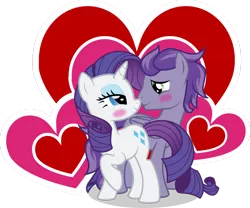 Size: 1024x854 | Tagged: safe, derpibooru import, rarity, oc, oc:kydose, pegasus, pony, unicorn, blushing, boop, canon x oc, heart, love, noseboop, raridose, shipping