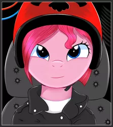 Size: 1086x1220 | Tagged: artist:kas92, carmageddon, crossover, derpibooru import, die anna, helmet, pinkamena diane pie, pinkie pie, safe, solo