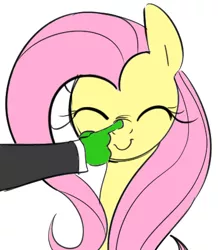 Size: 375x430 | Tagged: artist:dotkwa, artist:itsthinking, boop, c:, cute, derpibooru import, disembodied hand, eyes closed, fluttershy, hand, human, oc, oc:anon, safe, shyabetes, smiling