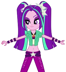 Size: 2581x2821 | Tagged: safe, artist:ponyalfonso, derpibooru import, edit, vector edit, aria blaze, equestria girls, rainbow rocks, amulet, belly button, close-up, clothes, midriff, necklace, simple background, solo, transparent background, vector, wristband
