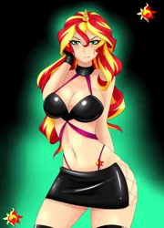 Size: 692x960 | Tagged: artist needed, suggestive, derpibooru import, sunset shimmer, human, equestria girls, breasts, busty sunset shimmer, clothes, cutie mark on human, female, horned humanization, humanized, miniskirt, nudity, panties, skimpy outfit, skirt, solo, solo female, thong, underwear