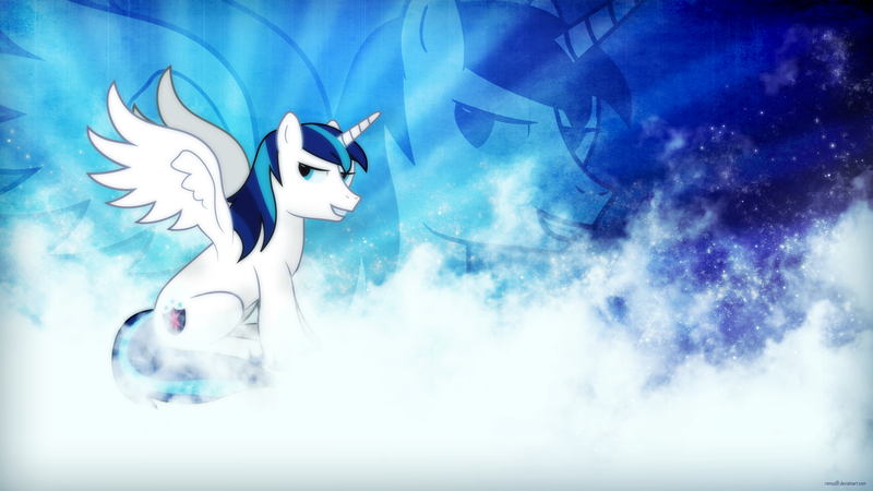 Size: 3840x2160 | Tagged: safe, artist:dm29, artist:romus91, derpibooru import, edit, shining armor, alicorn, pony, alicornified, cloud, cloudy, double, prince shining armor, sitting, solo, vector, wallpaper, wallpaper edit, zoom layer