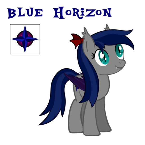 Size: 894x894 | Tagged: safe, artist:ask-bluehorizon, derpibooru import, oc, oc:blue horizon, unofficial characters only, bat pony, pony, female, hair bow, mare, reference sheet, smiling, solo
