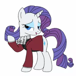 Size: 1024x1024 | Tagged: ace attorney, artist:blondenobody, clothes, cravat, crossover, derpibooru import, miles edgeworth, rarity, safe, solo, suit