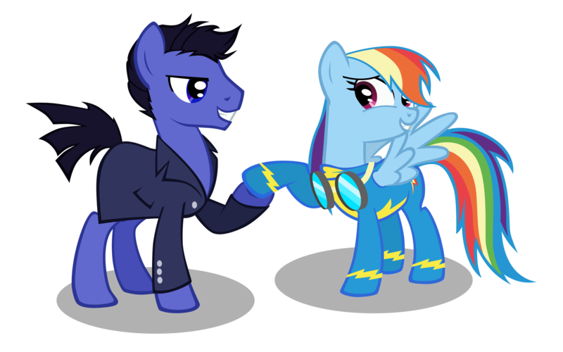 Size: 2880x1800 | Tagged: artist:nonamepaper, crossover, derpibooru import, doctor who, female, flirting, jack harkness, male, rainbow dash, safe, straight, torchwood, wonderbolts uniform