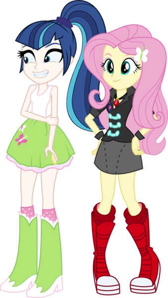 Size: 627x1109 | Tagged: safe, artist:alkonium, artist:mewtwo-ex, artist:nano23823, derpibooru import, fluttershy, shining armor, sonata dusk, equestria girls, clothes, clothes swap, gleaming shield, palette swap, recolor, rule 63, shining sonata, skirt