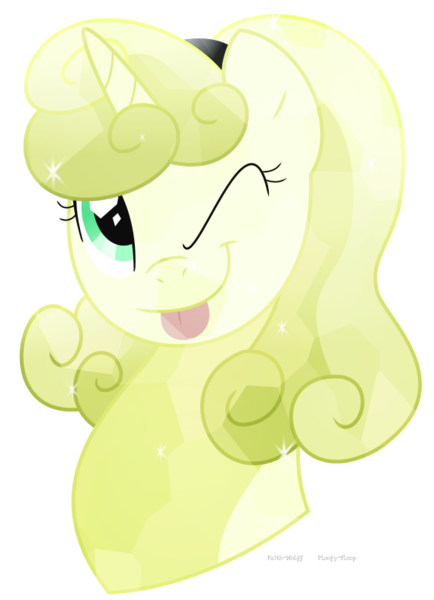Size: 586x811 | Tagged: safe, artist:faith-wolff, derpibooru import, oc, oc:banana pudding, unofficial characters only, crystal pony, pony, unicorn, bust, solo