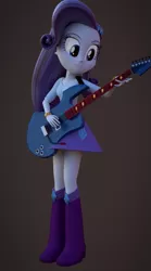 Size: 367x659 | Tagged: safe, artist:3d thread, artist:creatorofpony, derpibooru import, rarity, equestria girls, /mlp/, 3d, 3d model, blender, boots, bracelet, clipping, clothes, guitar, guitarity, shirt, skirt, solo