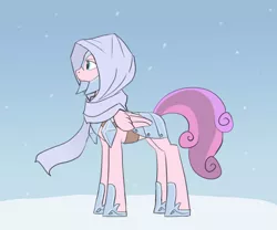 Size: 1000x832 | Tagged: armor, artist:carnifex, clothes, derpibooru import, oc, oc:princess north star, offspring, parent:princess cadance, parent:shining armor, parents:shiningcadance, safe, scarf, snow, snowfall, unofficial characters only
