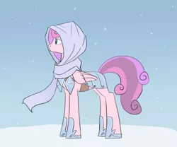 Size: 1000x832 | Tagged: armor, artist:carnifex, derpibooru import, hood, oc, oc:princess north star, offspring, parent:princess cadance, parent:shining armor, parents:shiningcadance, safe, snow, snowfall, unofficial characters only