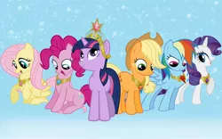 Size: 2880x1800 | Tagged: artist needed, safe, derpibooru import, applejack, fluttershy, pinkie pie, rainbow dash, rarity, twilight sparkle, twilight sparkle (alicorn), alicorn, pony, big crown thingy, element of generosity, element of honesty, element of kindness, element of laughter, element of loyalty, element of magic, elements of harmony, female, mane six, mare, necklace