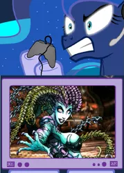 Size: 519x725 | Tagged: angry, derpibooru import, exploitable meme, gamer luna, medusa, megami tensei, meme, obligatory pony, princess luna, rage, shin megami tensei, shin megami tensei iv, suggestive, that one boss, tv meme