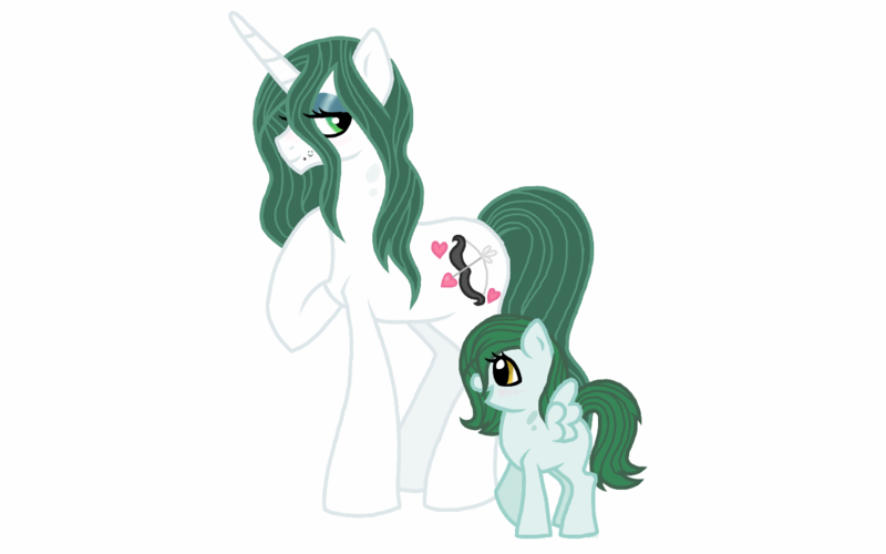 Size: 1280x800 | Tagged: safe, artist:unoriginai, derpibooru import, queen chrysalis, changeling queen oc, oc, oc:princess larva, changeling, changeling queen, pegasus, pony, unicorn, cute, disguise, female, filly, mare, offspring, parent:queen chrysalis