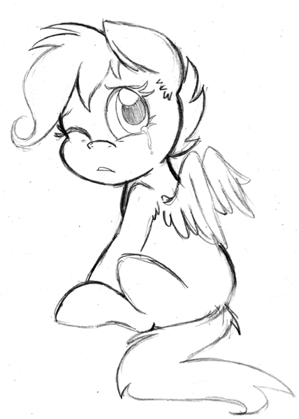 Size: 1404x1969 | Tagged: artist:strangiesleepy, crying, derpibooru import, monochrome, pencil drawing, safe, scootaloo, solo, traditional art, wip