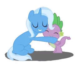 Size: 1024x878 | Tagged: safe, artist:sofilut, derpibooru import, spike, trixie, pony, unicorn, female, hug, male, mare, shipping, spikelove, spixie, straight