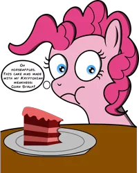 Size: 2601x3243 | Tagged: artist:saburodaimando, cake, corn syrup, eating, food, my only weakness, oh crap, pinkie pie, safe, simple background, solo, transparent background