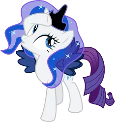 Size: 5000x5344 | Tagged: absurd resolution, artist:missbeigepony, clothes, cosplay, costume, lunarity, princess luna, rarity, safe, simple background, solo, testing testing 1-2-3, transparent background, vector