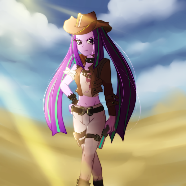 Size: 900x900 | Tagged: safe, artist:jacky-bunny, derpibooru import, aria blaze, equestria girls, rainbow rocks, belly button, borderlands 2, borderlands the pre-sequel, cosplay, cowboy, cowboy hat, cowgirl, crossover, female, hat, midriff, nisha, solo