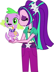 Size: 3018x3992 | Tagged: safe, artist:xebck, derpibooru import, aria blaze, spike, dog, equestria girls, rainbow rocks, ariabetes, ariaspike, cute, eyes closed, female, interspecies, kissing, male, mind control, simple background, spike the dog, spikelove, straight, transparent background, vector