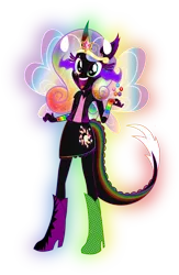 Size: 3258x5000 | Tagged: safe, artist:theshadowstone, derpibooru import, oc, oc:princess changeling rainbow magic pants, unofficial characters only, equestria girls, augmented tail, donut steel, equestria girls-ified, intentionally bad, quality, solo, stylistic suck