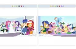 Size: 960x613 | Tagged: safe, artist:dm29, derpibooru import, applejack, flash sentry, fluttershy, pinkie pie, princess cadance, rainbow dash, rarity, shining armor, spike, sunset shimmer, twilight sparkle, twilight sparkle (alicorn), derpibooru, equestria girls, christmas tree, exploitable meme, female, flashlight, juxtaposition, juxtaposition win, male, mane seven, mane six, meme, meta, shipping, snow, snowball, snowman, straight, tree