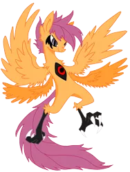 Size: 1200x1600 | Tagged: artist:christomwow, harpy, safe, scootaloo, solo, species swap