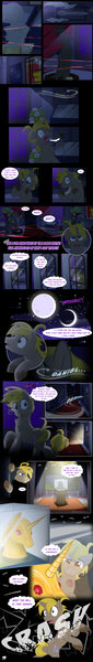 Size: 1440x10153 | Tagged: safe, artist:jadedjynx, derpibooru import, oc, oc:daniel coppren, unofficial characters only, human, pony, unicorn, comic, laser, male, moon, museum, my little sterelis, painting, stallion, statue, sword