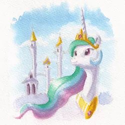 Size: 1088x1088 | Tagged: artist:plainoasis, princess celestia, safe, solo, traditional art