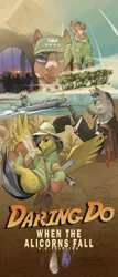 Size: 3000x7000 | Tagged: artist:jhonnyrebel, clothes, daring do, james bond, map, movie poster, princess celestia, princess luna, safe, soldier, uniform, weapon