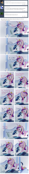 Size: 556x3260 | Tagged: suggestive, artist:dm29, derpibooru import, princess cadance, shining armor, alicorn, pony, unicorn, and that's how flurry heart was made, and then sex happened, ask, bedroom, bedroom eyes, comic, crystal empire, dialogue, duo, episodes from the crystal empire, eyes closed, female, good clean married sex, imminent sex, kissing, looking at each other, looking back, male, mare, married, married couple, married couples doing married things, married life, stallion, talking, tumblr