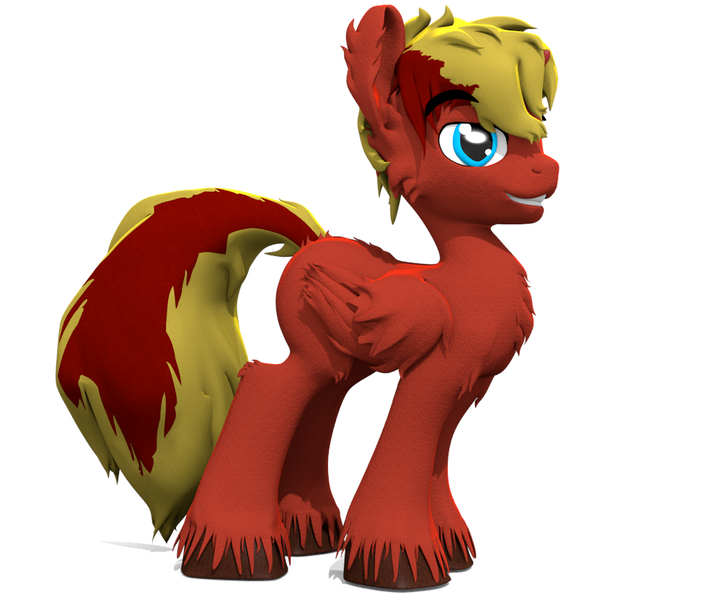 Size: 982x832 | Tagged: safe, artist:sherfur, derpibooru import, oc, oc:scoots, unofficial characters only, pegasus, pony, 3d, blank flank, male, simple background, solo, stallion, unshorn fetlocks