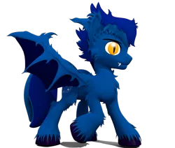 Size: 1316x1114 | Tagged: safe, artist:sherfur, derpibooru import, oc, oc:shooting star, unofficial characters only, bat pony, pony, 3d, fangs, male, simple background, solo, stallion, transparent background, unshorn fetlocks